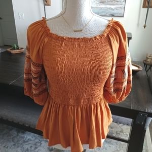 BaeVely Bohemian Rushed Bodice Top